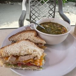 Club sandwich with chicken lasagna soup.