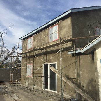 Aligned Construction Company - Rear of the home after 2nd step of stucco process. There was one more to go. The color. - General Contractors Near Me - La Crescenta, California