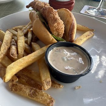 Dry Dock Waterfront Grill - Grouper sandwich shared - Seafood Near Me - Longboat Key, Florida Dry Dock Waterfront Grill - Grouper sandwich shared - Seafood Near Me - Longboat Key, Florida