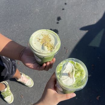 Caffeine Depot - pistachio matcha (popup special) + matcha einspanner - Coffee & Tea Near Me