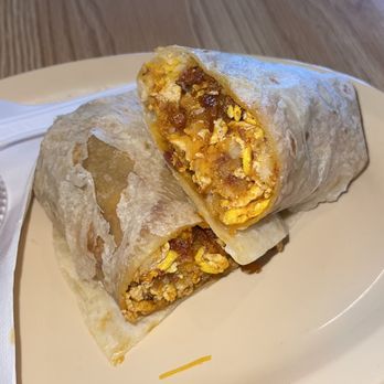 Cafe Society - a breakfast burrito on a plate - Coffee & Tea Near Me - Loma Linda, California