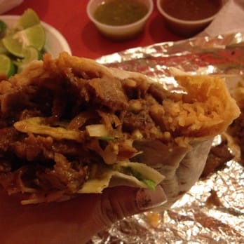 Taqueria De Anda - Better lighting of the inside of the al pastor burrito - Mexican Near Me - Fullerton, California Taqueria De Anda - Better lighting of the inside of the al pastor burrito - Mexican Near Me - Fullerton, California