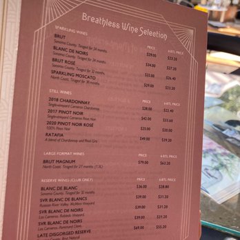 Breathless Sparkling Wines - Menu - Wineries Near Me - Healdsburg, California