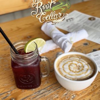 Root Cellar Cafe - Hibiscus tea and latte - Breakfast & Brunch Near Me - New Braunfels, Texas