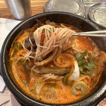 TANG - Spicy Pork Belly Soup comes with noodles - Korean Near Me - Fullerton, California