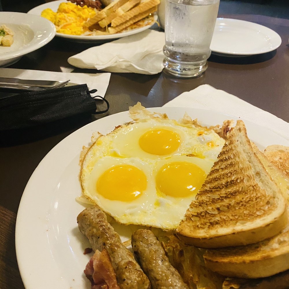 Denny's Restaurant Crossroads - Both American slams ( I alter the eggs and got rye toast instead) - American Near Me - Calgary, Alberta