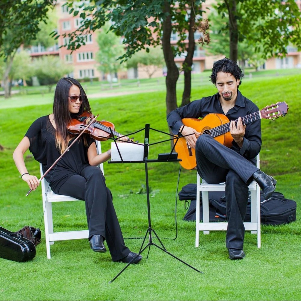 David Chiriboga Music - David & violinist at our outdoor wedding ceremony - Musicians Near Me