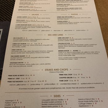 17 West - Dinner menu - New American Near Me - New Bremen, Ohio