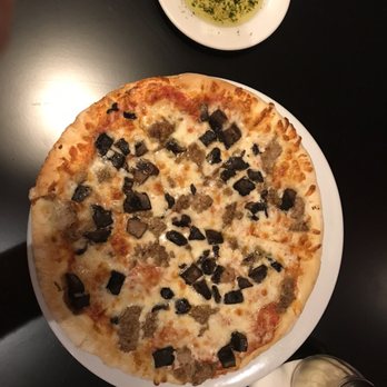 The Red Sun Fire Roasting Co - The Americana with sausage & portobellos added. - Italian Near Me - Oswego, New York The Red Sun Fire Roasting Co - The Americana with sausage & portobellos added. - Italian Near Me - Oswego, New York
