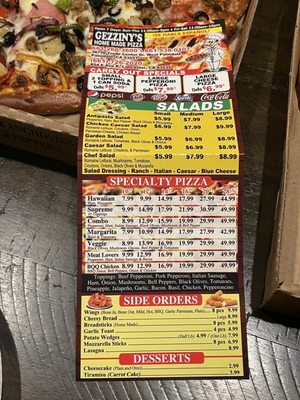 Menu photo 3 Gezziny's Homemade Pizza Palmdale, CA Menu photo 3 Gezziny's Homemade Pizza Palmdale, CA
