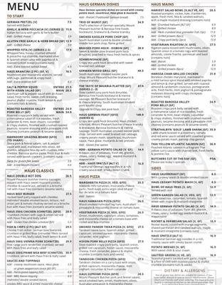 Menu photo 2 The Haus Hahndorf, SA Menu photo 2 The Haus Hahndorf, SA