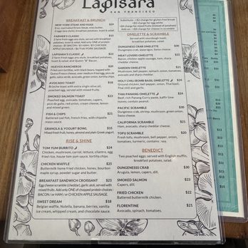 Lapisara Eatery - Menu - Breakfast & Brunch Near Me - San Francisco, California