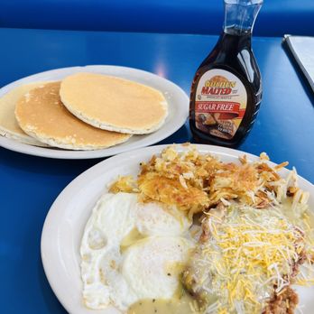 Waffle & Pancake Shoppe - Fiesta chicken fried steak, eggs, hash browns, pancakes. - Waffles Near Me - Alamogordo, New Mexico
