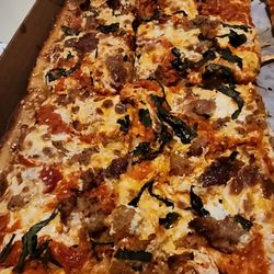 DiBaris Main Street Pizza - Vodka Grandma Pie with Sausage