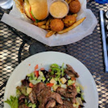 Bacon Boise - bacon burger with hushpuppies, salad - Breakfast & Brunch Near Me - Boise, Idaho Bacon Boise - bacon burger with hushpuppies, salad - Breakfast & Brunch Near Me - Boise, Idaho