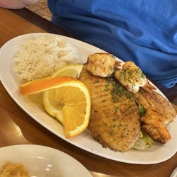 Grilled Red Snapper and shrimp. Hubby liked it.