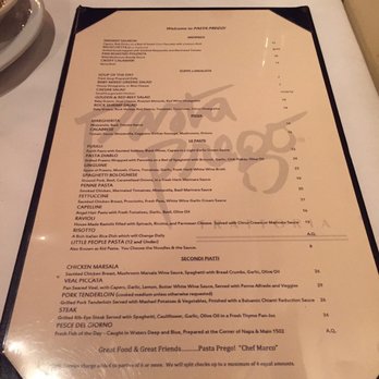 Pasta Prego - Menu - Wine Bars Near Me - Napa, California