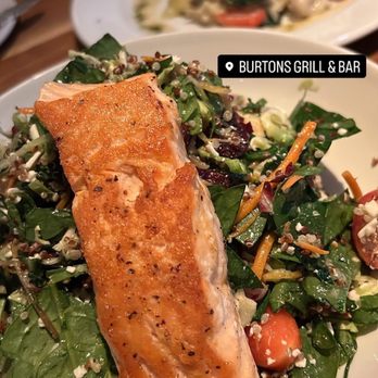 Burtons Grill & Bar - Superfood salad with pan-seared salmon - New American Near Me - Sterling, Virginia Burtons Grill & Bar - Superfood salad with pan-seared salmon - New American Near Me - Sterling, Virginia