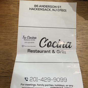 Tu Cocina Restaurant & Grill - menu - Juice Bars & Smoothies Near Me - Hackensack, New Jersey Tu Cocina Restaurant & Grill - menu - Juice Bars & Smoothies Near Me - Hackensack, New Jersey