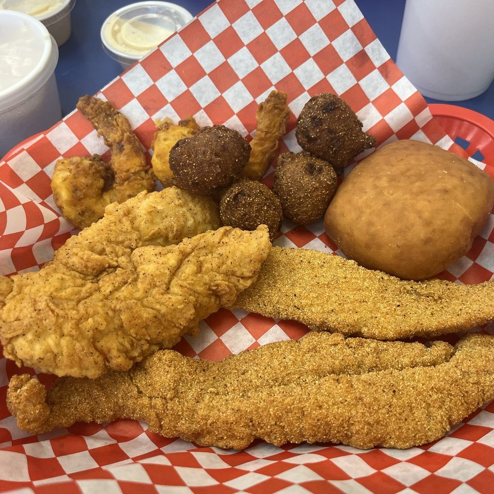 Sam's Southern Eatery - 2 pc fish, 2 chicken tenders, 2 shrimp special - Burgers Near Me - Harvey, Louisiana Sam's Southern Eatery - 2 pc fish, 2 chicken tenders, 2 shrimp special - Burgers Near Me - Harvey, Louisiana