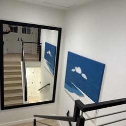 Mobile shower doors - This massive custom mirror was done by Freddy and crew! How they got it into our condo was a geometric design.