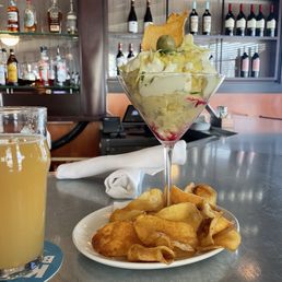 Freehouse Hazy and lemon and wasabi aïoli mashed potato martini happy hour special Freehouse Hazy and lemon and wasabi aïoli mashed potato martini happy hour special
