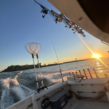Net Dreams Fishing Charters - Heading to our fishing destination with a gorgeous sunrise - Boat Charters Near Me - Monroe, Michigan Net Dreams Fishing Charters - Heading to our fishing destination with a gorgeous sunrise - Boat Charters Near Me - Monroe, Michigan