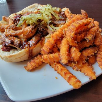 Benjamin's Roadhouse - Brisket sandwich with sweet potato fries - Sandwiches Near Me - Franklin, Pennsylvania