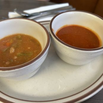 Jerry's Cafe - Green chili sauce (left) and red sauce (right) - New Mexican Cuisine Near Me - Gallup, New Mexico