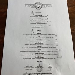 Ramen Rebels - Menu