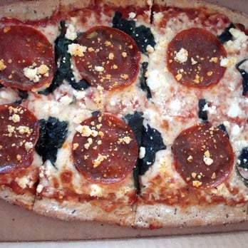 Earth Bistro - pepperoni, sauteed spinach, and goat cheese - Pizza Near Me - Temecula, California Earth Bistro - pepperoni, sauteed spinach, and goat cheese - Pizza Near Me - Temecula, California