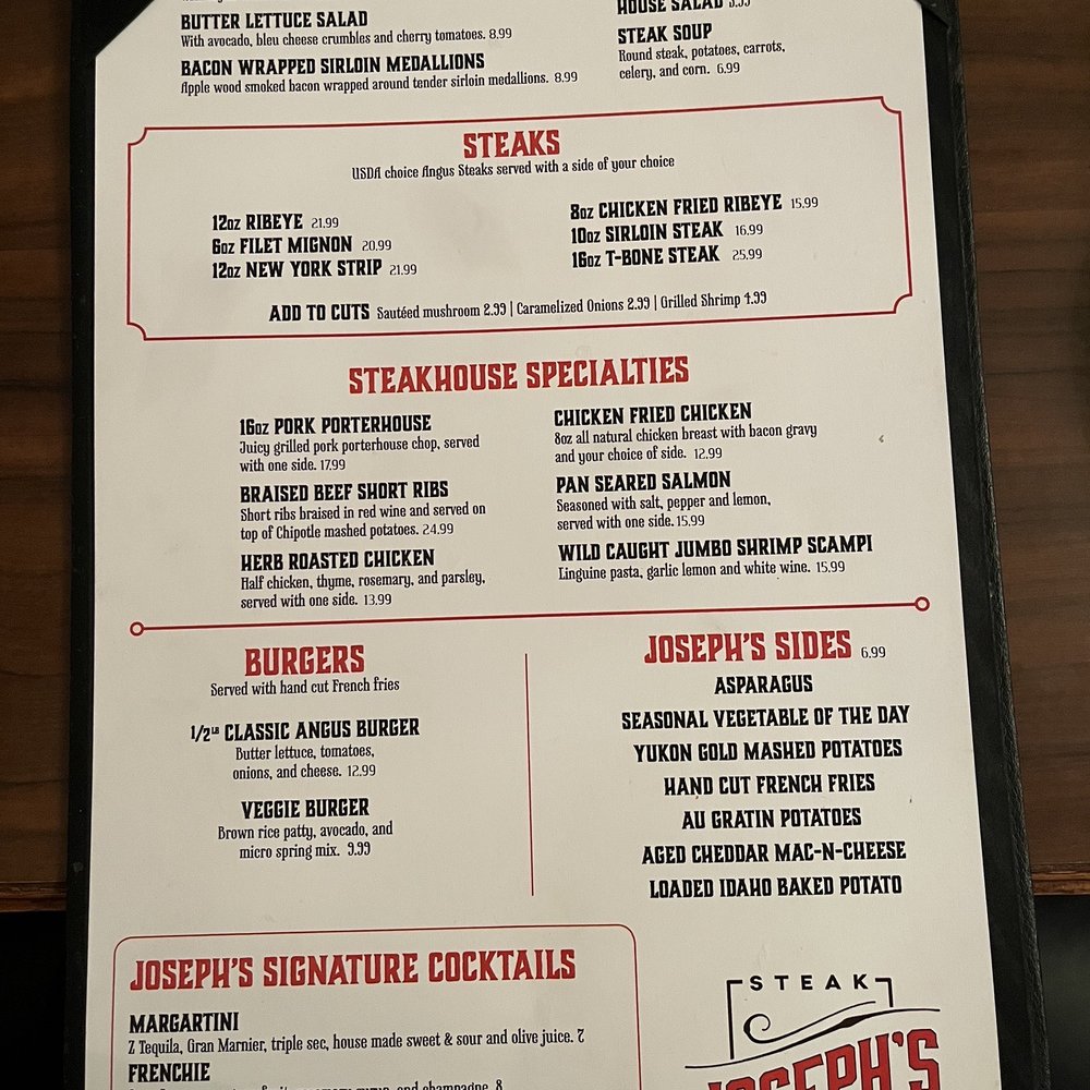 Joseph's Steak House - Menu - Steakhouses Near Me - Elgin, Texas Joseph's Steak House - Menu - Steakhouses Near Me - Elgin, Texas