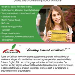 Tutors on Call - Vancouver tutors