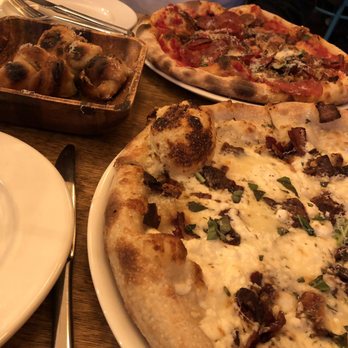 Son of a Peach - Garlic Knots, the Meatza (Top), Hi-Five Cheese (Bottom) - Pizza Near Me - Burlington, Ontario Son of a Peach - Garlic Knots, the Meatza (Top), Hi-Five Cheese (Bottom) - Pizza Near Me - Burlington, Ontario