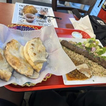 Chaska - Naan, Beef Seekh Kabob Platter, Samosa 2pc, - Middle Eastern Near Me - Sterling, Virginia Chaska - Naan, Beef Seekh Kabob Platter, Samosa 2pc, - Middle Eastern Near Me - Sterling, Virginia