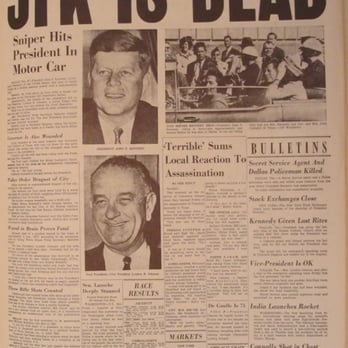 Columbus Dispatch - Front Page - November 22, 1963 - JFK Assassination - Print Media Near Me - Columbus, Ohio
