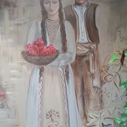 Eagle Russian Armenian Cuisine - Authentic Armenian art mural.