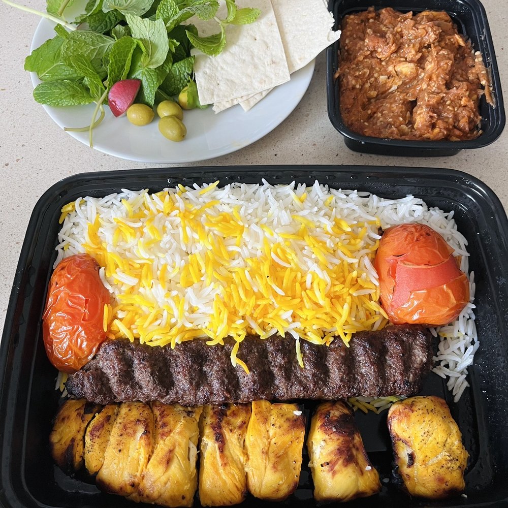 Combo Kabob - Koobideh and Joojeh Chicken Kabob Combo Kabob - Koobideh and Joojeh Chicken Kabob