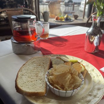 TeaLee's Teahouse & Bookstore - Vegan BBQ Sandwich, chips and a pot of black tea - Tea Rooms Near Me - Denver, Colorado TeaLee's Teahouse & Bookstore - Vegan BBQ Sandwich, chips and a pot of black tea - Tea Rooms Near Me - Denver, Colorado