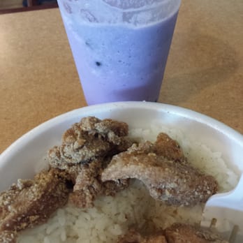 Yes Cafe - Popcorn chicken with rice and taro slush with boba! - Bubble Tea Near Me - Chandler, Arizona
