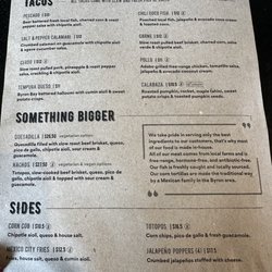 Chihuahua Taqueria - Food menu as of 1/10/25