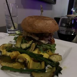 What a burger. Side of veggies.