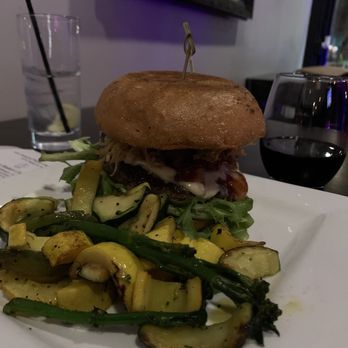 Brisas - What a burger. Side of veggies. - Caribbean Near Me - Goldsboro, North Carolina