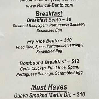 Banzai Bento - Menu - Japanese Near Me - Waipahu, Hawaii Banzai Bento - Menu - Japanese Near Me - Waipahu, Hawaii