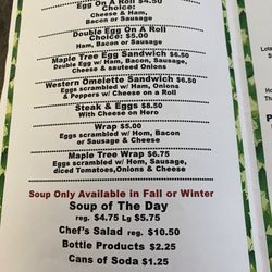 Maple Tree Deli - Breakfast menu as of 7-24-24
