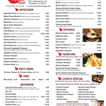 Momo Sushi - Menu - Sushi Bars Near Me - Henderson, Nevada Momo Sushi - Menu - Sushi Bars Near Me - Henderson, Nevada