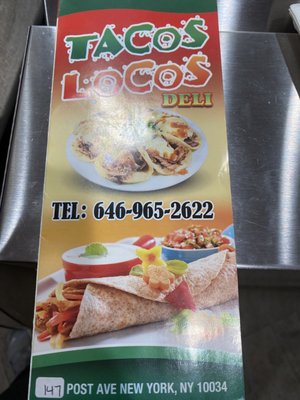 Menu photo 3 Tacos Locos Deli New York, NY