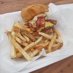 Boogie & Bell's FrankenBurgers - Frankenburger slider with fries