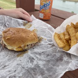 Knoth's Bar-B-Que - Pork sandwich and fry's