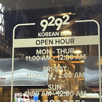 9292 Korean BBQ - Business hour - Korean Near Me - Duluth, Georgia